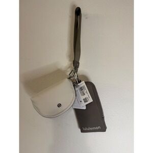 Lululemon Dual Pouch Wristlet Wallet Warm Ash Gray Light Ivory NWT